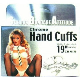 Metal Handcuff With Extra Long Chain - Just Orgasmic