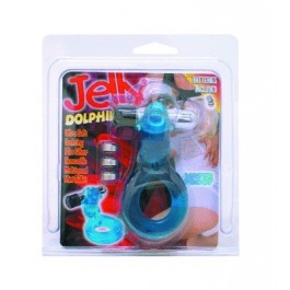 Jelly Dolphin Ultra Soft Cock Ring with Removable Bullet Blue - Just Orgasmic