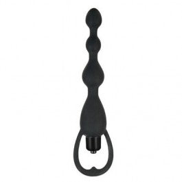 Silicone Vibrating Pleasure Beads Black - Just Orgasmic