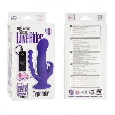 10-Function Silicone Love Rider Triple Rider - Purple - Just Orgasmic